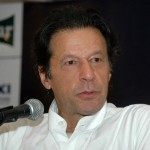Imran Khan talking to the guests at launch ceremony of scholarship fund for NAMAL College at his residence.