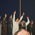 Chairman PTI Imran Khan has arrived on stage
