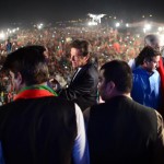 Chairman PTI Imran Khan on stage at Parade Ground Islamabad.