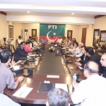Chairman PTI Imran Khan presiding party leaders meeting after PanamaCase verdict