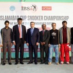 Group photo of Chief guest H.E. Mr. Dashgin Shikarov, Dr Shahzad Waseem IBSA officials and finalists of 4th Islamabad Snooker Championship.
